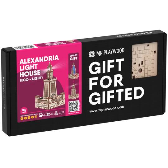 Mr. Playwood Alexandria Lighthouse Eco-Light 3D Wooden STEM Model Kit